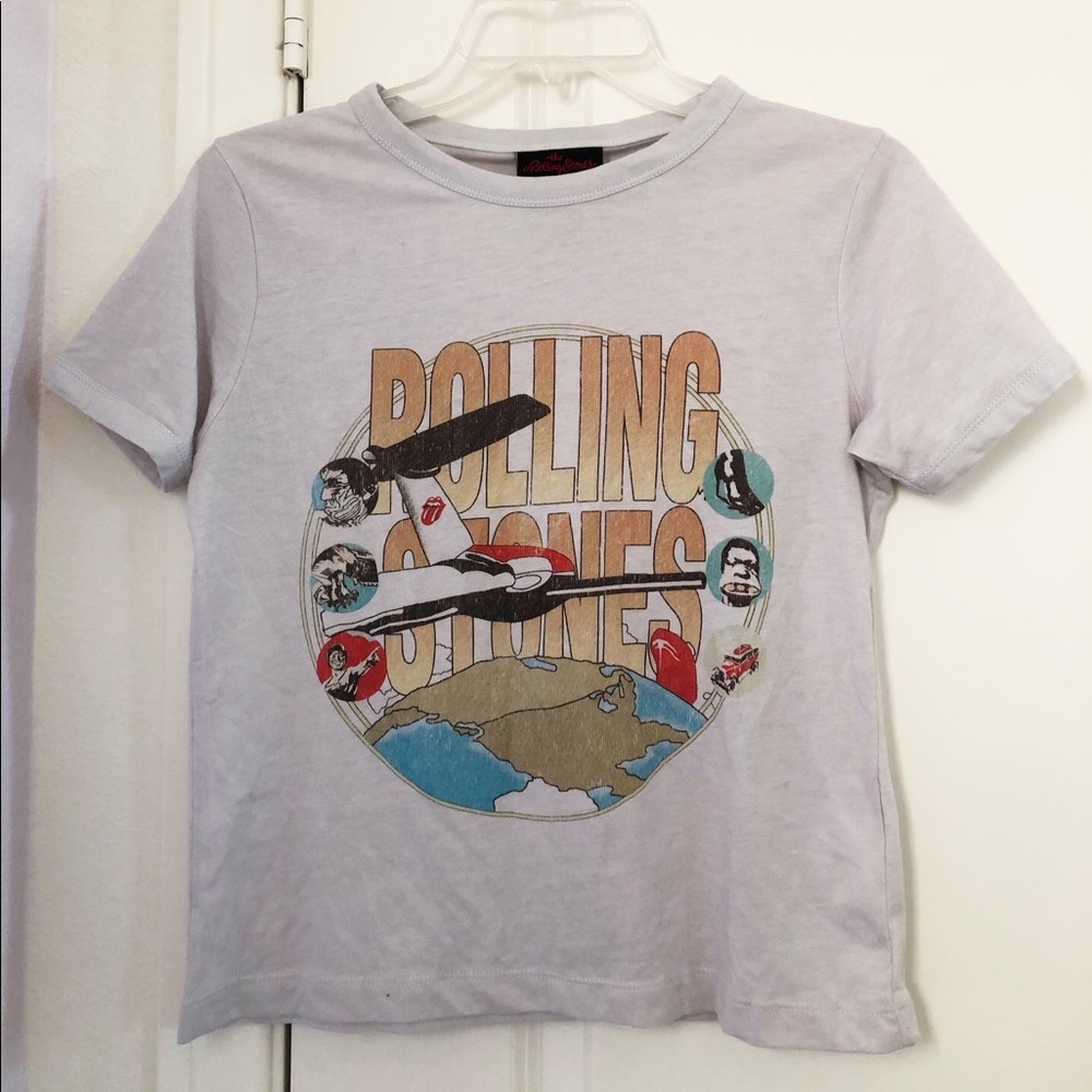 white rolling stones graphic tee